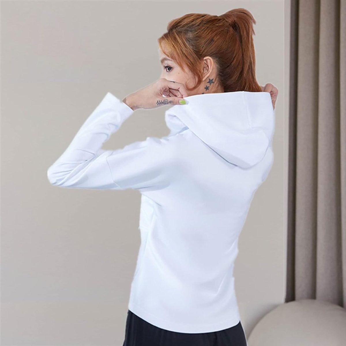 ⁦TOEE Women Sweatshirts Autumn Winter Sports Running Jackets Women Zipper Gym Yoga Hoodies Fitness Training Workout Jogging Outerwear Sportswear Top (Color : Gray, Size : Small)⁩ - الصورة ⁦7⁩