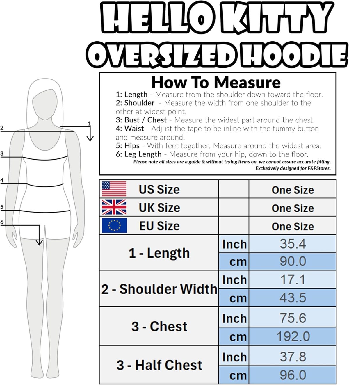 ⁦Hello Kitty Sanrio Girls Zip Up Hoodie for Toddlers and Big Girls - White, Red, Grey, Pink, Blush Pink, Hot Pink or Rainbow⁩ - الصورة ⁦6⁩