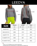 ⁦LEEDYA Women's Half Zip Hoodie Long Sleeve Cropped Sweatshirt Fleece Lined Collar Pullover Sweater, Grey, X-Large⁩ - الصورة ⁦4⁩