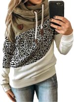 FYTVHVB Womens Cowl Neck Pullover Hoodie Casual Color Block Long Sleeve Drawstring Sweatshirt Jumper Tunic Lightweight Fleece Tops S-5XL