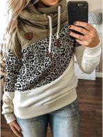 ⁦FYTVHVB Womens Cowl Neck Pullover Hoodie Casual Color Block Long Sleeve Drawstring Sweatshirt Jumper Tunic Lightweight Fleece Tops S-5XL⁩ - الصورة ⁦2⁩