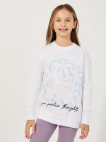 ⁦سويت شيرت طويل بطبعة زهور للبنات من ستايلي⁩ - الصورة ⁦2⁩