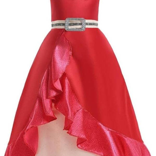 ليتو انجليس فستان الاميرة ايلينا التنكري لحفلات اعياد الميلاد للبنات مقاس من 5 الى 10 سنوات، احمر