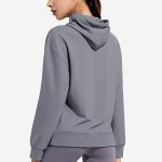 ⁦Women Sweatshirts Fall Winter Women's New Sports Long-sleeve Warm Loose Running Jacket Outdoor Sports Fitness Leisure Fashion Hoodie (Color : Gray, Size : X-Large)⁩ - الصورة ⁦5⁩