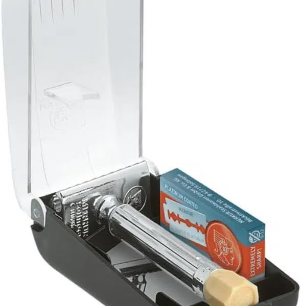 ميركر ماكينة حلاقة دي اي من ميركور، مشط مستقيم، فجوة شفرة قابلة للتعديل، مقبض قصير، مجموعة من 10 شفرات، قطعة واحدة