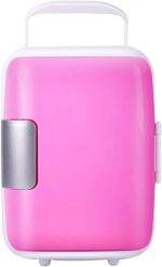 ثلاجة صغيرة للمكتب والسيارة والمنزل من بي بي اف في جيه ار دي دي، ثلاجة صغيرة محمولة 12 فولت، ثلاجة بضاغط ومبرد للسيارة والمنزل والشاحنات والقوارب (بينك)