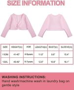⁦NALACAL 2pcs Girls Ballet Wrap Tops, Long Sleeve Velvet Cardigan Shawl and Dance Sweater – Bodysuit Cover-Up for Autumn and Winter, Suitable for 3-13 Years (Pink & Black, 110cm)⁩ - الصورة ⁦6⁩