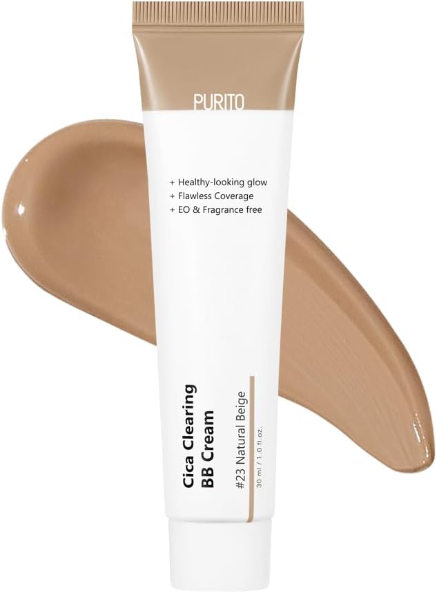 41nfHDsBxBL._AC_SL1000_.jpg PURITO | Cica Clearing BB Cream, Natural Beige #23, 1 fl.oz/30ml, Vegan BB Cream, Foundation, Not Tested on Animals