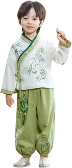 Boys' Hanfu Chinese Style Set Shirt Pants Two-piece Suits Summer And Autumn New Children's Tang Dynasty Fashion Clothes unisex