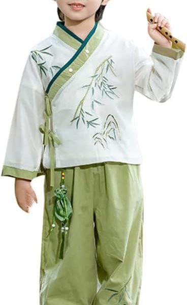 Boys' Hanfu Chinese Style Set Shirt Pants Two-piece Suits Summer And Autumn New Children's Tang Dynasty Fashion Clothes unisex