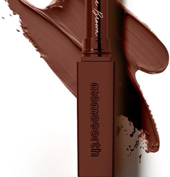 ماما ايرث احمر شفاه لوكس مات يدوم طويلا مع زيت باشن فروت وفيتامين E - 2 غرام | بني كوفي يدوم لمدة 16 ساعة | لون عالي التاثير | معتمد من صنع امن