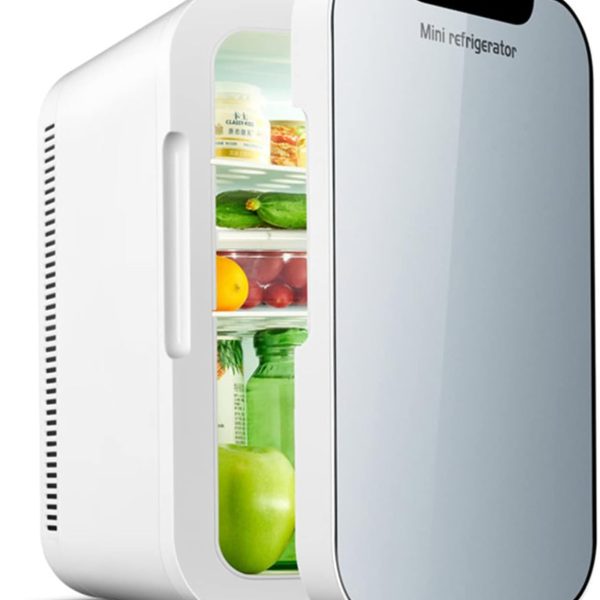 20L Mini Fridge,24-CanTravel Refrigerator, Home Skincare Refrigerator, Tempered Glass Panel, AC/DC12V Portable Thermoelectric Cooler and Warmer for Office, Food, Drinks, Skincare,Car
