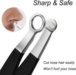 ⁦ماكينة تشذيب شعر الانف اليدوية - شفرات دقيقة من الستانلس ستيل، قطاعة انف على شكل ملاقط مع حافظة جلدية للرجال والنساء، مثالية لتصفيف الانف والاذن والحواجب والوجه (اسود)⁩ - الصورة ⁦6⁩