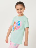 ⁦Styli Girls Printed Short Sleeve T-Shirt And Pyjama Set⁩ - الصورة ⁦3⁩