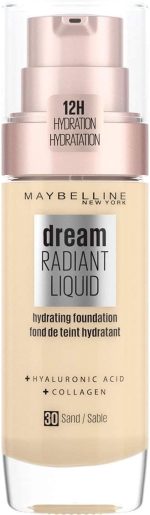 Maybelline New York Dream Radiant Liquid - Liquid Foundation, Tone 030 Sand