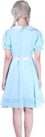 ⁦ROLECOS Gilrs Princess Dress Light Blue Maxi Dresses Halloween Cosplay Costume⁩ - الصورة ⁦3⁩
