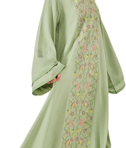 فستان ماكسي مطرز بأكمام واسعة شكل جرس للبنات من ستايلي