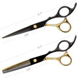 ⁦Dozmux Professional Black Gold Hairdressing Teeth Scissors Stainless Steel Barber Hair Cutting Sets Salon Multifunctional Thinning Straight Shears Tools for Mother Father's Gift⁩ - الصورة ⁦6⁩