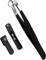 ماكينة تشذيب شعر الانف اليدوية - شفرات دقيقة من الستانلس ستيل، قطاعة انف على شكل ملاقط مع حافظة جلدية للرجال والنساء، مثالية لتصفيف الانف والاذن والحواجب والوجه (اسود)