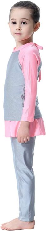 ⁦OwlFay Mu Swimsuit For Girls Kid Modest Full Cover Hijab Burkini Islamic Top Pants Cap Costume 3Pcs Set⁩ - الصورة ⁦3⁩