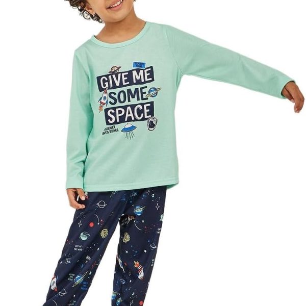 Styli Boys Printed Long Sleeve T-Shirt And Jogger Pyjama Set