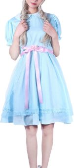 ⁦ROLECOS Gilrs Princess Dress Light Blue Maxi Dresses Halloween Cosplay Costume⁩ - الصورة ⁦2⁩