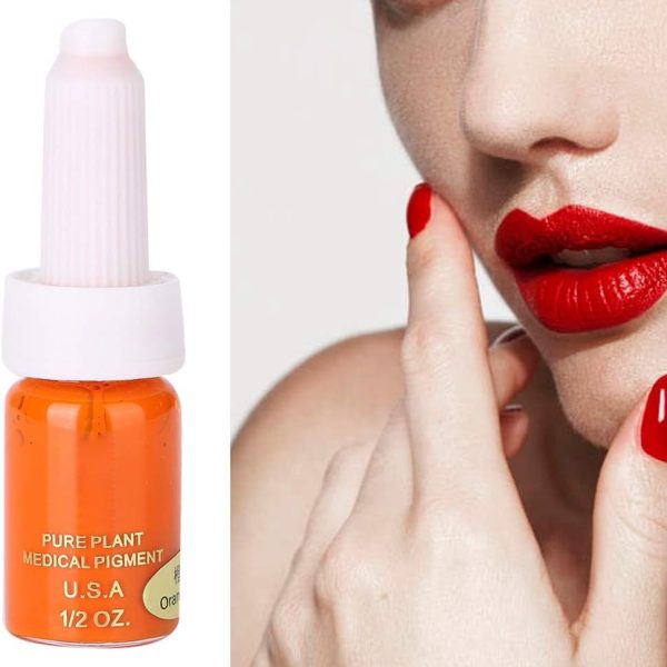 Tattoo Ink, Professional No Irritation Pigment 10ml Tattoo Supply for Eyebrow Tattoo, Lip Tattoo and Eyeliner Tattoo(Orange Red(Lip))