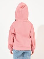 ⁦Styli Girls Solid Hoodie With Dropped Shoulder⁩ - الصورة ⁦5⁩