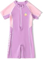 ملابس سباحة من قطعة واحدة مع سحاب للاطفال من هاي فاين، بدلة سباحة لركوب الامواج والسباحة لعمر 3-14 سنة، البوليستر