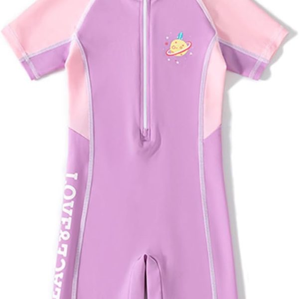 ملابس سباحة من قطعة واحدة مع سحاب للاطفال من هاي فاين، بدلة سباحة لركوب الامواج والسباحة لعمر 3-14 سنة، البوليستر
