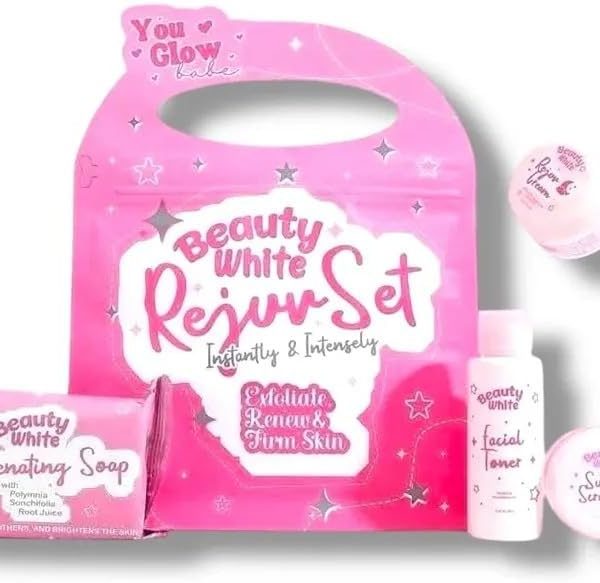 مجموعة بيوتي وايت ريجوف من كيرفي، مجموعة العناية بالوجه مع صابون وتونر وواقي من الشمس، زهري
