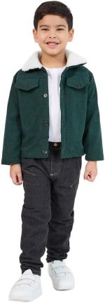 ⁦Styli Boys Front Flap Pocket Texture Thermal Lined Coat⁩ - الصورة ⁦2⁩
