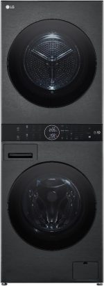 LG Front Automatic Washing Machine, 13 Kg Capacity, 100% Tumble Dry, 10 Kg Built-In Dry, Front Load With Center Control Panel, Korean, Black - WK1310BST