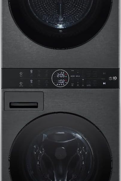 LG Front Automatic Washing Machine, 13 Kg Capacity, 100% Tumble Dry, 10 Kg Built-In Dry, Front Load With Center Control Panel, Korean, Black - WK1310BST