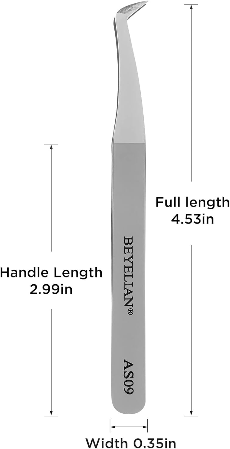 51YTmXETlL._AC_SL1500_.jpg BEYELIAN Volume Queen Curved Eyelash Extension Tweezers for 3D-6D Volume Lash Application Stainless Steel Precision Tweezers (#AS09) - الصورة 6
