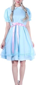 ROLECOS Gilrs Princess Dress Light Blue Maxi Dresses Halloween Cosplay Costume