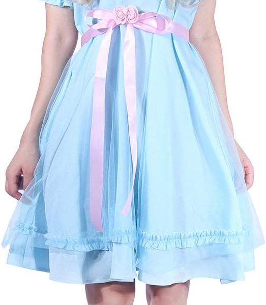 ROLECOS Gilrs Princess Dress Light Blue Maxi Dresses Halloween Cosplay Costume