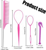 ⁦مجموعة ادوات تصفيف الشعر بتصميم ذيل الحصان الفرنسي المضفر من 4 قطع، اداة ازالة اربطة الشعر المطاطية، اداة ازالة اربطة الشعر المطاطية، اداة ازالة ربطات الشعر، اداة تصفيف الشعر⁩ - الصورة ⁦2⁩