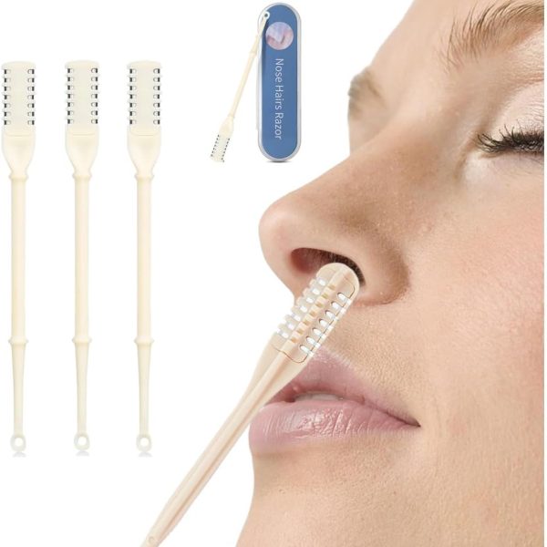 HANNEA® 3Pcs Manual Nose Hair Trimmer for Women, Portable Nose Trimmer for Man, Handheld 360-Degree Rotating Double Head Nose Hair Remover, 2 in 1 Nose Hair Trimmer for Women Man - Nose Cleaner Tool