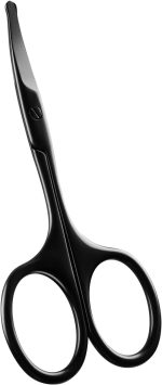 Oasisgalore Premium Nose Hair Scissors for Men Women, Facial Hair Small Grooming Scissors, Curved Safety Blades with Rounded Tip for Trimming Small Details Facial Hair, Ear Hair, Eyebrow - Black