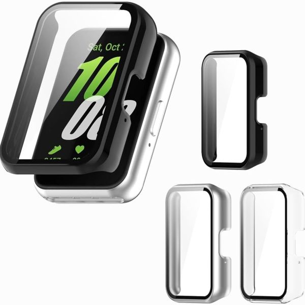 حافظة حماية صلبة من البولي كربونات مع شاشة حماية متوافقة مع جالكسي فيت 3، غطاء ممتص للصدمات واقي كامل من ويليوك (3 قطع)، شفاف