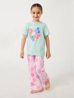 ⁦Styli Girls Printed Short Sleeve T-Shirt And Pyjama Set⁩ - الصورة ⁦2⁩