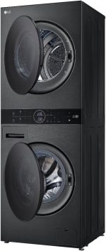 ⁦LG Front Automatic Washing Machine, 13 Kg Capacity, 100% Tumble Dry, 10 Kg Built-In Dry, Front Load With Center Control Panel, Korean, Black - WK1310BST⁩ - الصورة ⁦3⁩