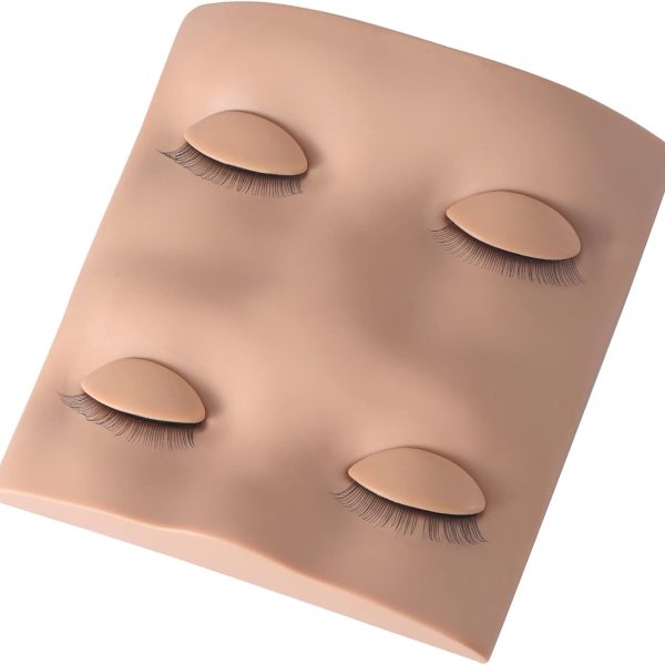Pretty memory Lash Mannequin Head with 2 Pairs of Removable Lash Practice Eyelids, Realistic Eyelash Mannequin Head, Soft-Touch Lash Extension Supplies Lash Tech Supplies for Practice
