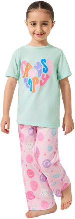 Styli Girls Printed Short Sleeve T-Shirt And Pyjama Set