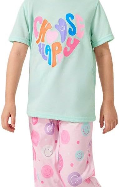 Styli Girls Printed Short Sleeve T-Shirt And Pyjama Set