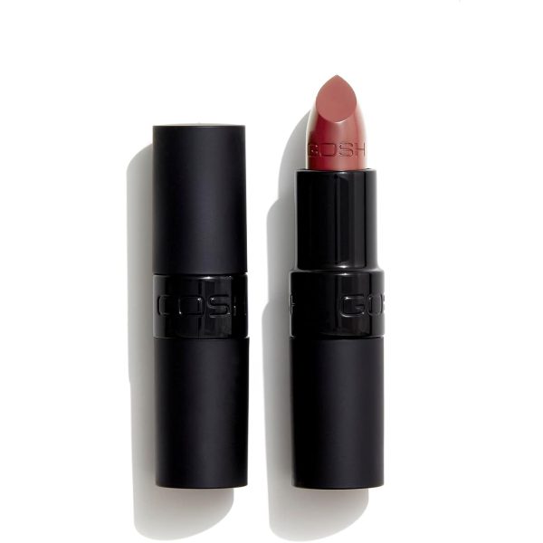 GOSH Velvet touch lipstick with extra colour pigments for an intense and long-lasting result, reflective particles for the glossy look, vitamin E for nourished lips, 122 nougat
