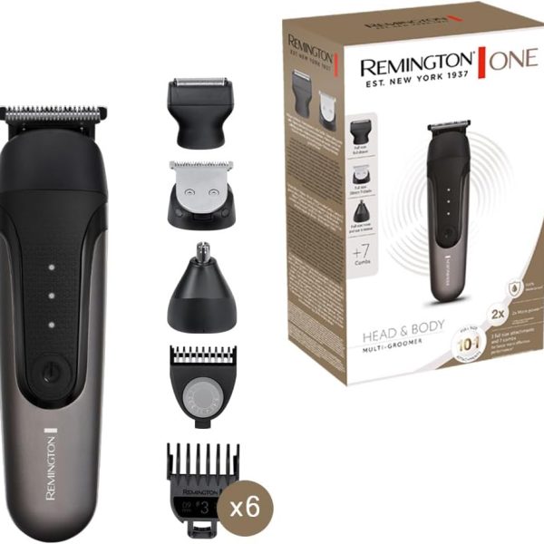 Remington Multi-Hair Trimmer & Beard Trimmer Men's ONE [Includes 10 Attachment Heads/Combs] Hair Trimmer, Beard Trimmer, Twill/Nose & Ear Trimmer (Waterproof, Lithium) Multi-Groomer PG760