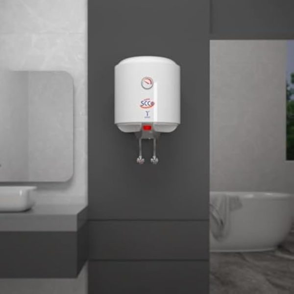 Saudi Ceramics Vertical Super Electric Water Heater, 50 Liters Capacity, White