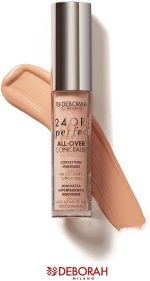 ⁦ديبورا كونسيلر سائل بيرفكت اول اوفر من ميلانو يدوم 24 ساعة مع حمض الهيالورونيك، 02 بيج، مقاوم للماء يدوم طويلا، تغطية عالية وتأثير مرطب، يقلل من الهالات السوداء وخلل تجلط الوجه،، كل الأنواع⁩ - الصورة ⁦2⁩